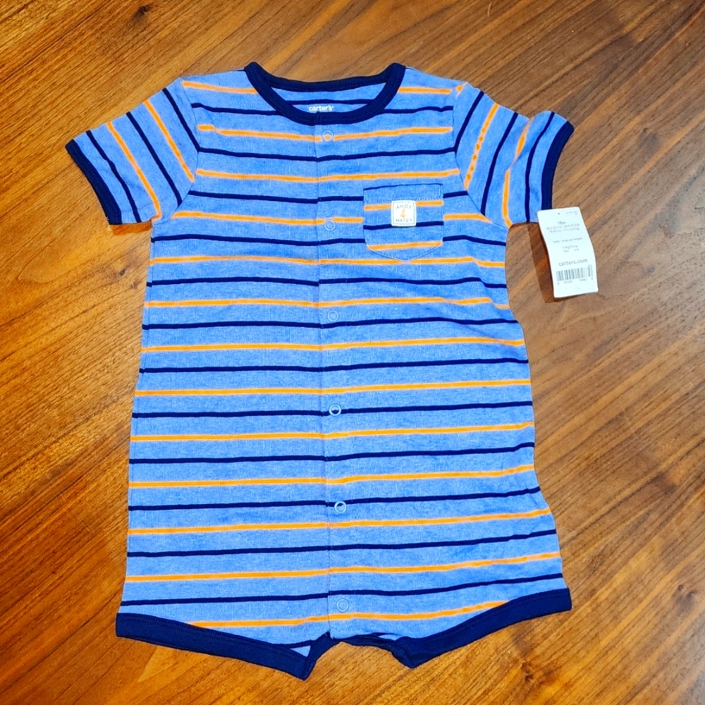 NWT Carter's Ahoy Matey Stripped Onesie 18M